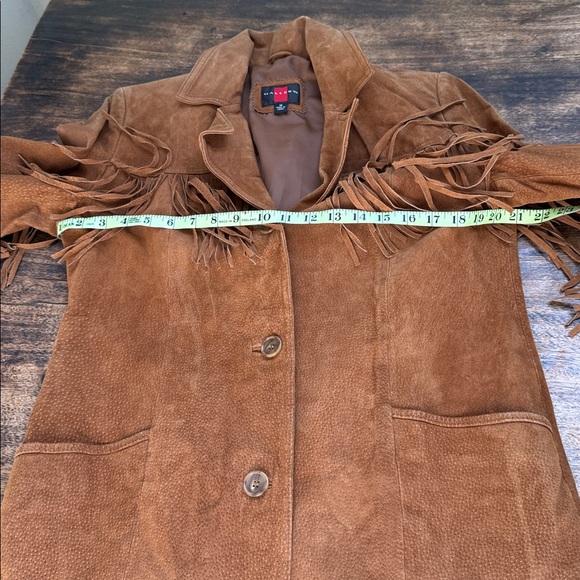 Vintage suede leather Brown Fringe Jacket - Picture 15 of 17